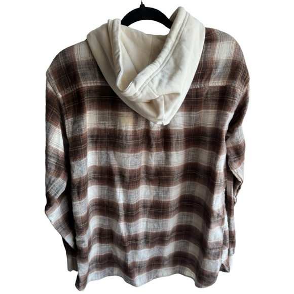 American Eagle men’s brown plaid button up flannel shirt jacket size medium NWT - Picture 2 of 7